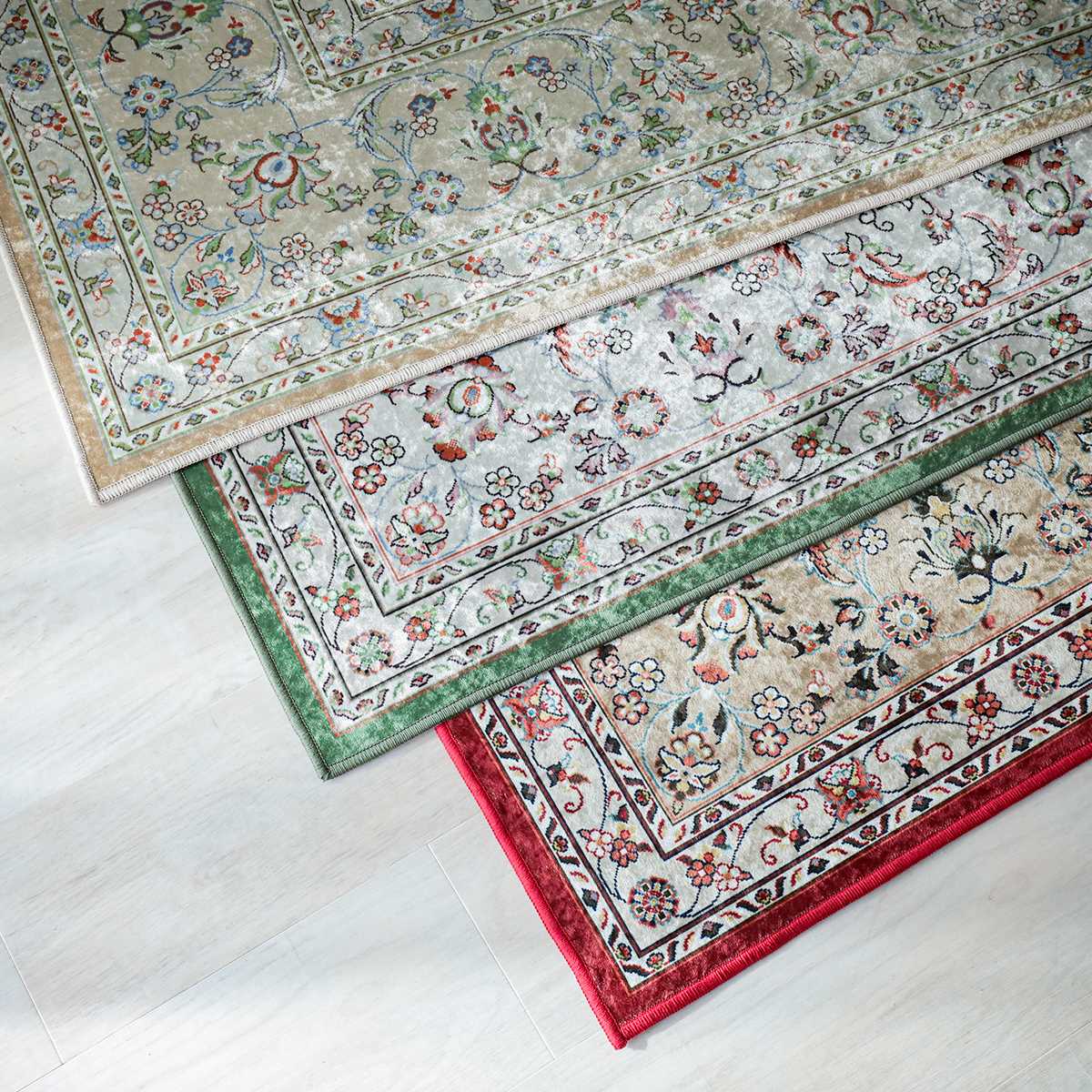 伝統的なメダリオン柄 ペルシャじゅうたん風プリントラグ ペリンネ ベージュ ラグ カーペット通販 びっくりカーペット