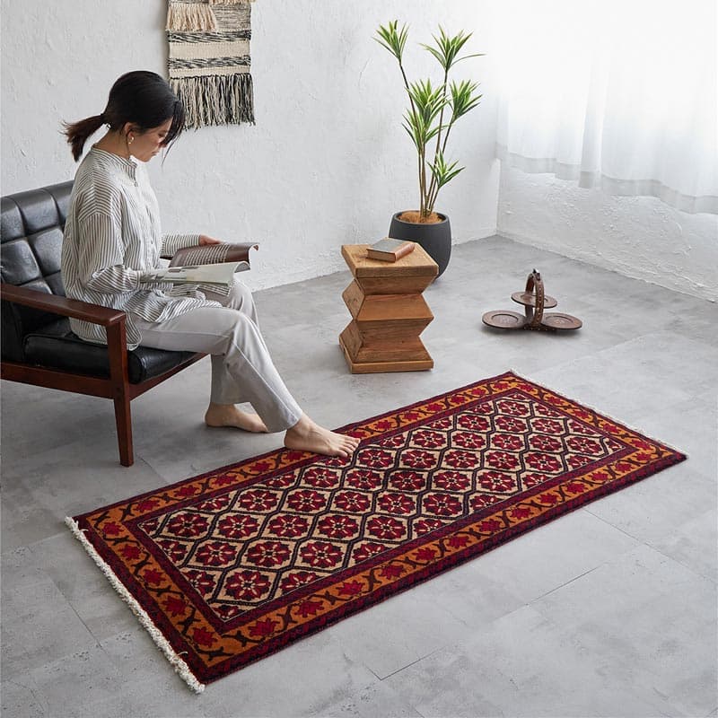 SALE]パキスタン 手織り絨毯 ヴィンテージラグ 144cm×92cmペルシャ絨毯 