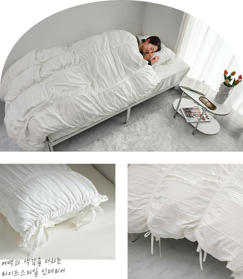 さまざまな角度から見た掛け布団カバーと枕カバーのまとめ画像