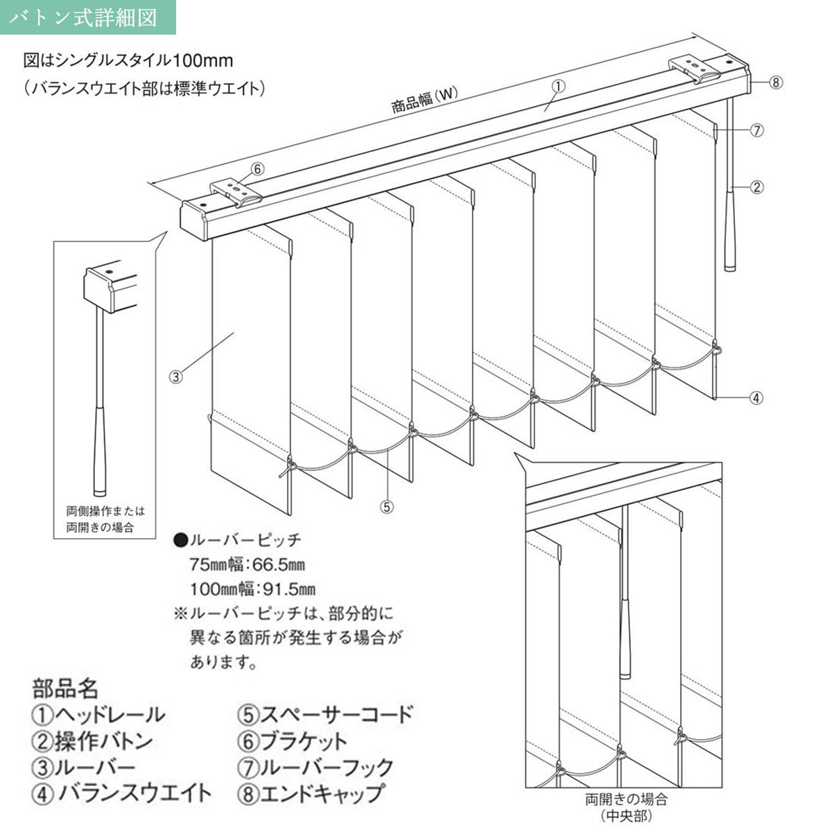 日本製バーチカルブラインドアルペジオ 『リーチェ遮熱 ルーバー100mm